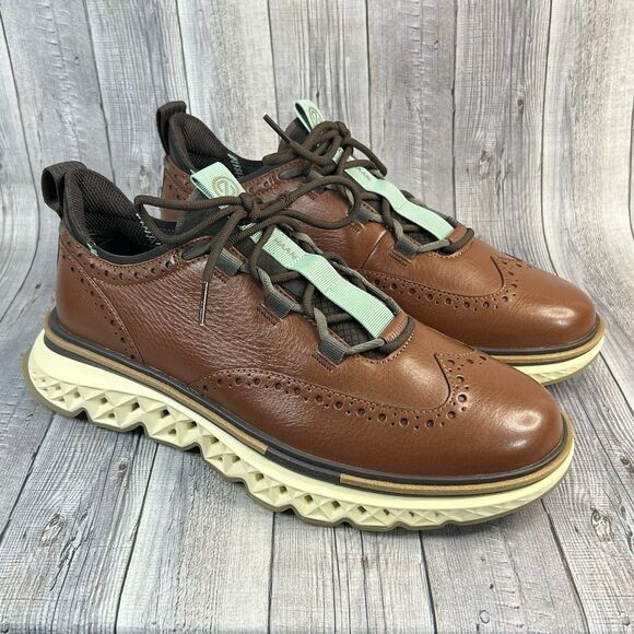 Cole Haan 5.ZEROGRAND Wingtip Oxford Shoes Men's 9W Dark Sequoia C36511 NWOB - Picture 1 of 12